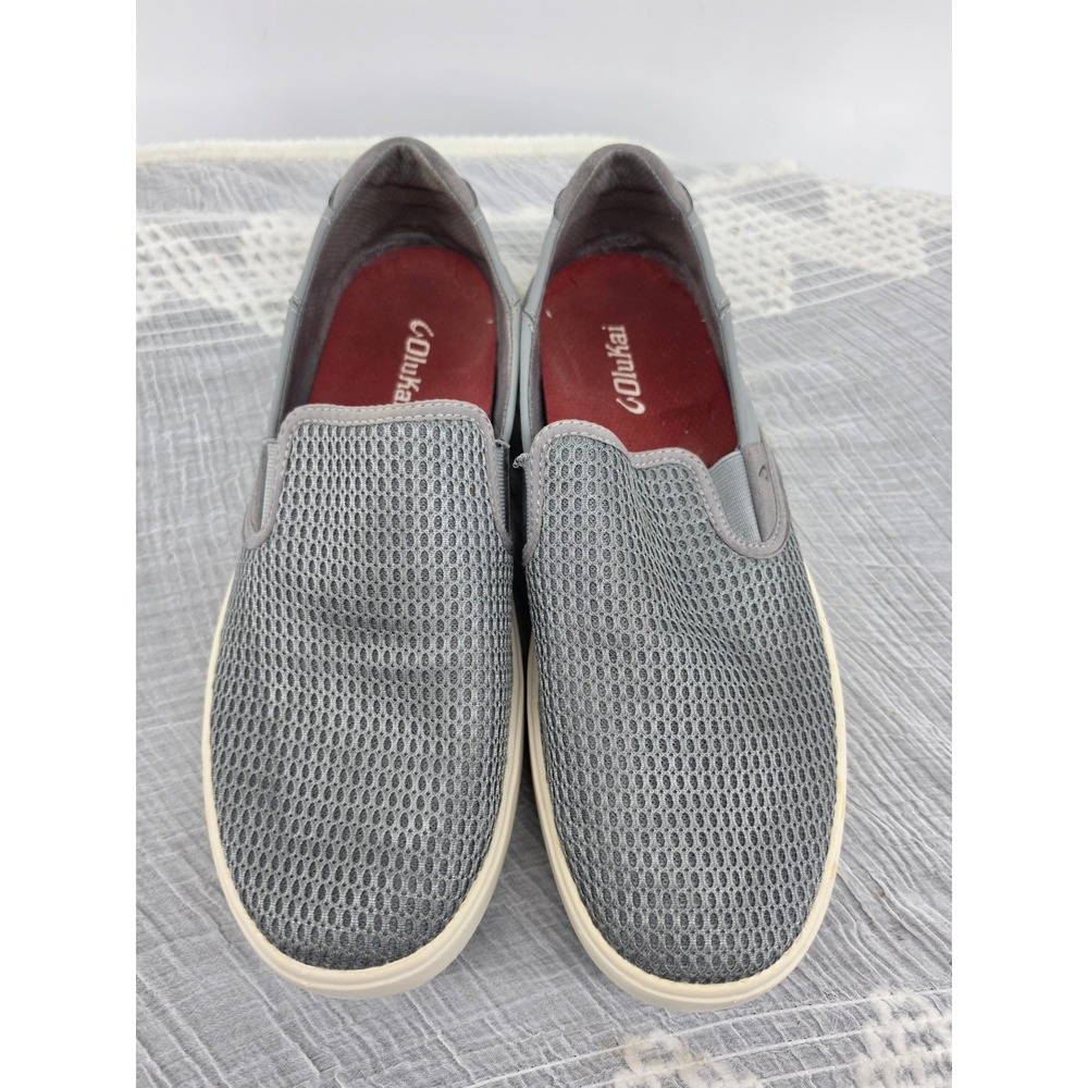 OluKai Lae'ahi Mens Gray Mesh Slip On Sneakers 10443-2525 Size 9.5